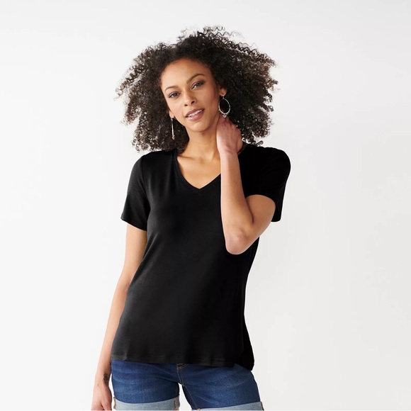 Nine West Tops - Nine West Soft Spun Black V-Neck Tee